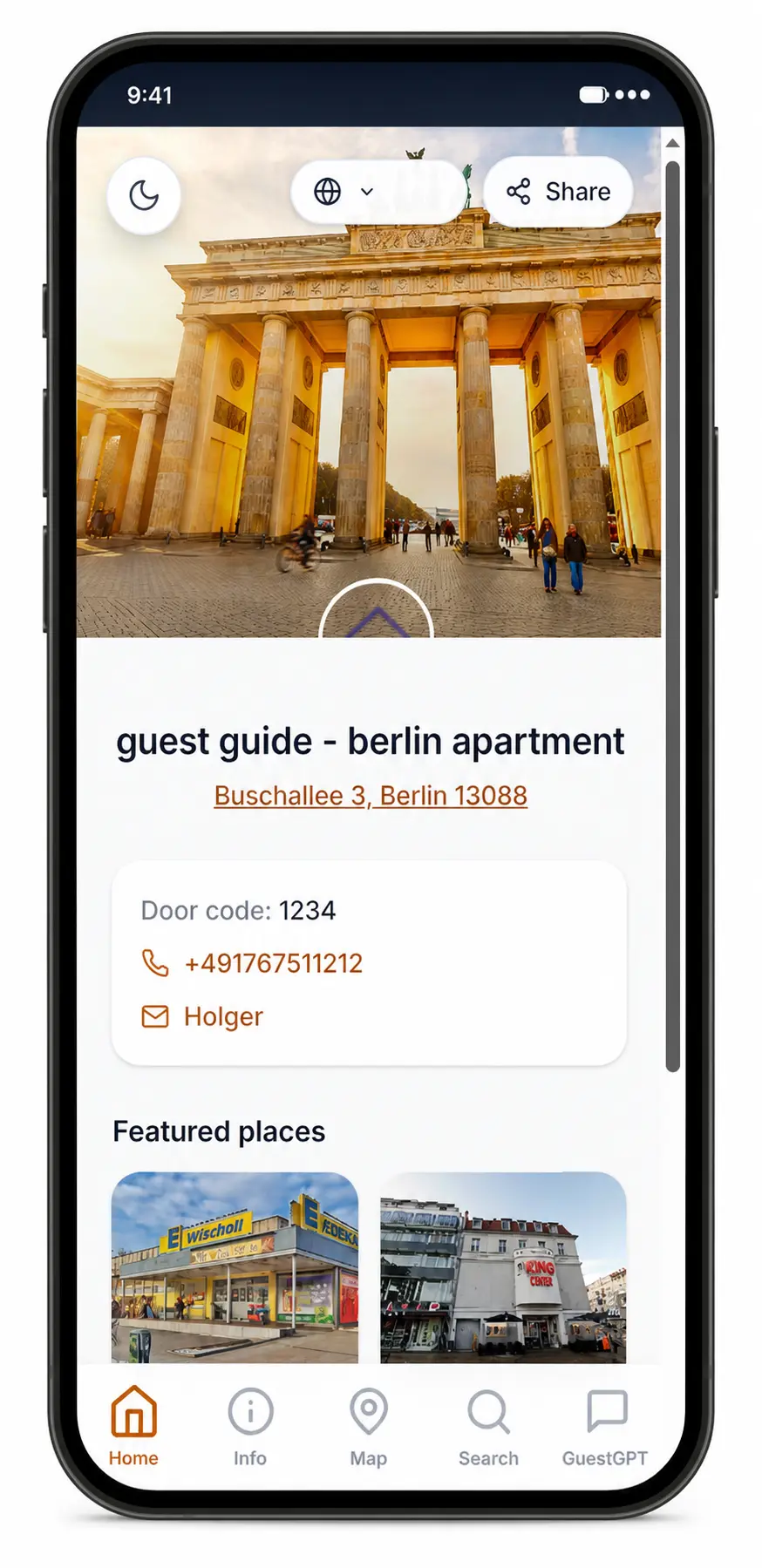 Airbnb guest guide on iPhone for short-term rental guests