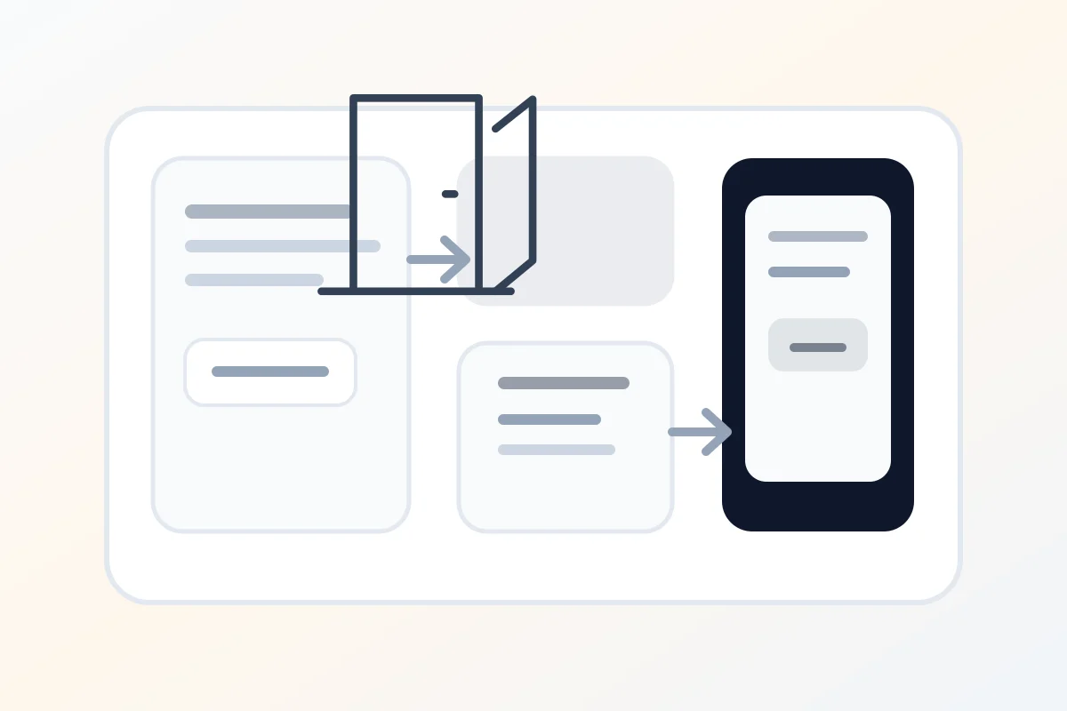 Host workflow illustration for managing post-departure follow-up with guest messages and a guide link